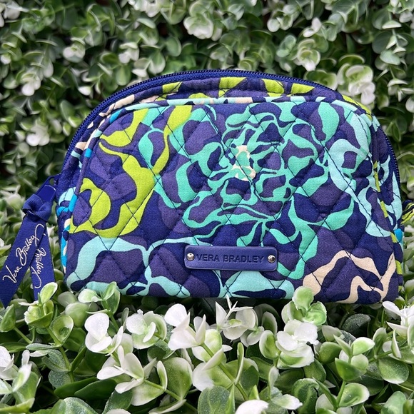 Vera Bradley Katalina Blues Cosmetic Make Up Toiletry Bag - Picture 2 of 14